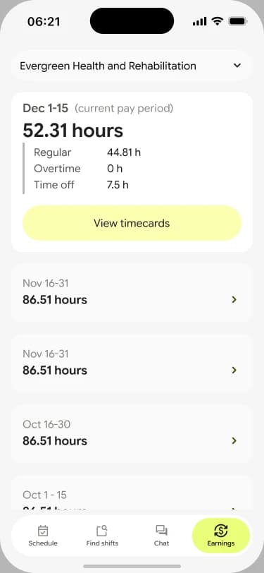 New earnings summary for the current pay period